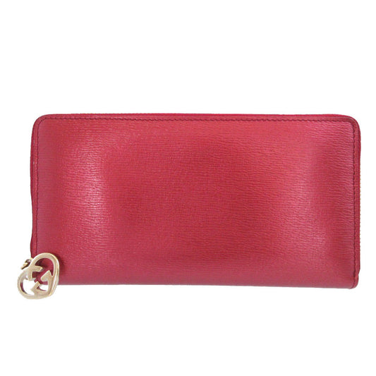 GUCCI Long Wallet Purse 308005 leather Red Heart Interlocking