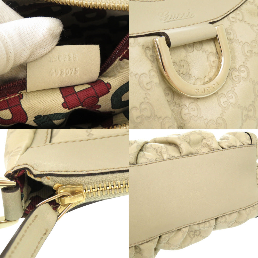 GUCCI Shoulder Bag 190525 leather Ivory One Shoulder Bag Gucci Shima Abbey Women Used Authentic