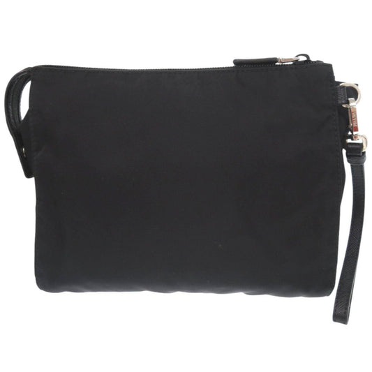 PRADA Clutch bag 2NE789 Nylon, Leather black Triangle logo unisex(Unisex) Used Authentic