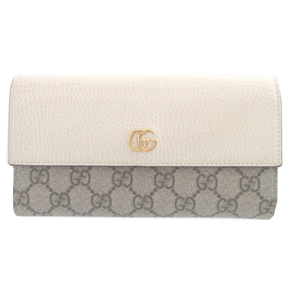 GUCCI Long Wallet Purse 456116 GG canvas, leather beige