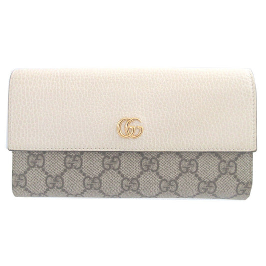 GUCCI Long Wallet Purse 456116 GG canvas, leather beige