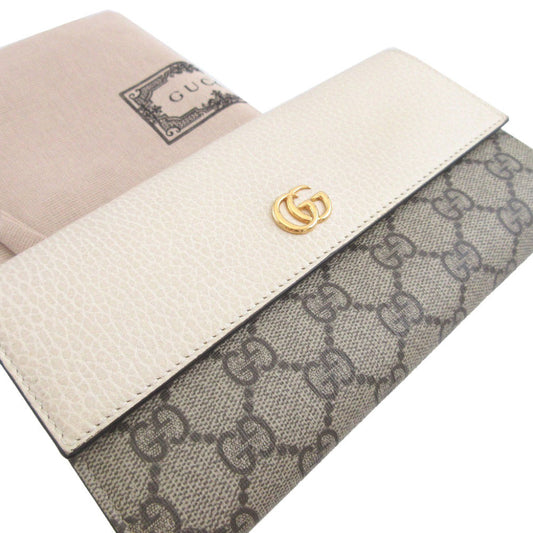 GUCCI Long Wallet Purse 456116 GG canvas, leather beige