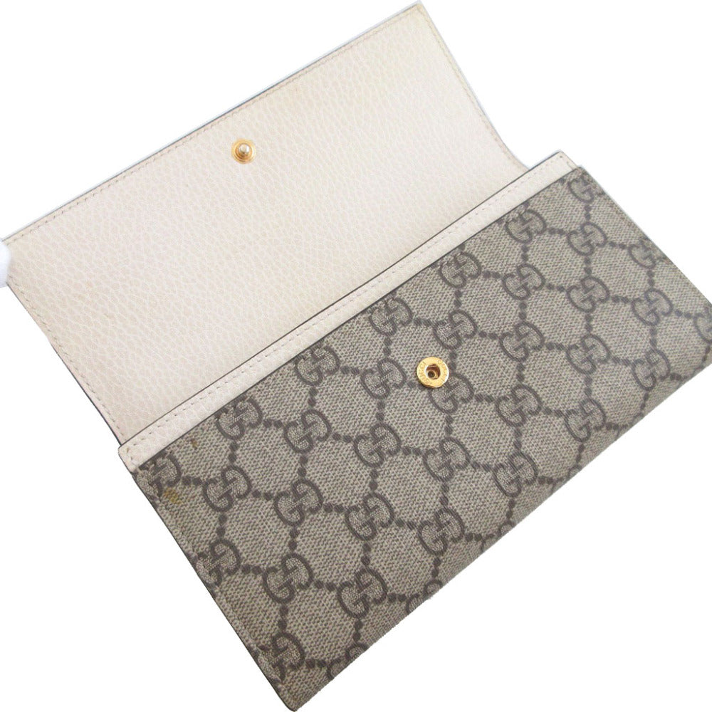 GUCCI Long Wallet Purse 456116 GG canvas, leather beige