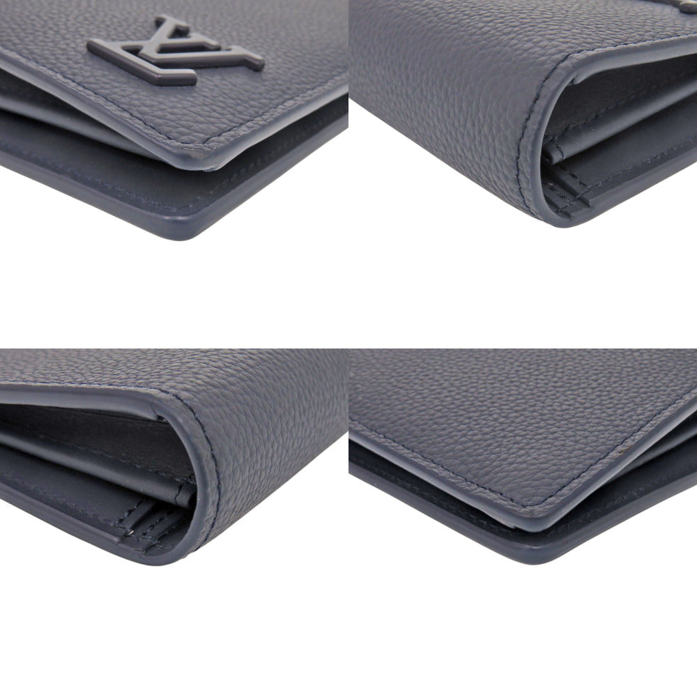 LOUIS VUITTON Long Wallet Purse M81810 Taurillon Clemence Leather Navy Portefeuille Plaza mens Used Authentic