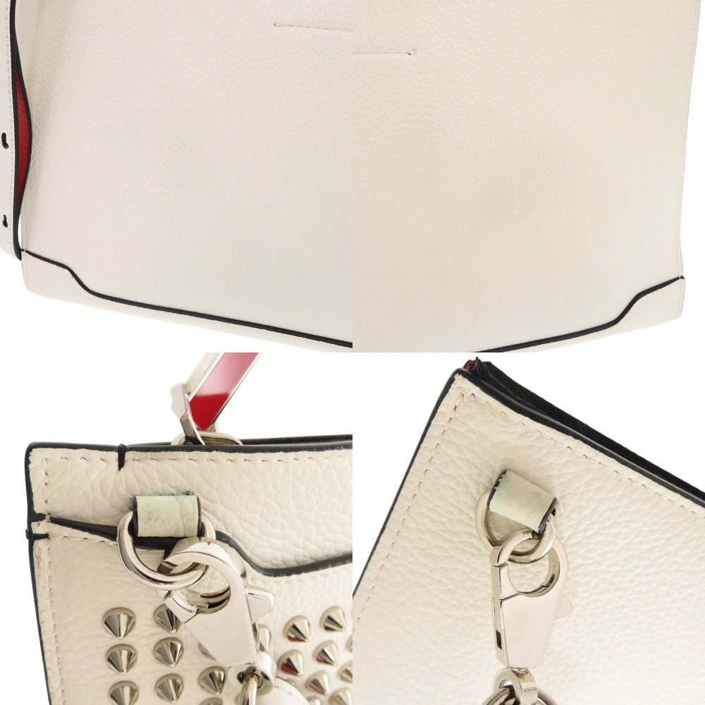 Christian Louboutin Shoulder Bag leather white 2WAY clutch bag Sky Pouch Spike Studs Women Used Authentic