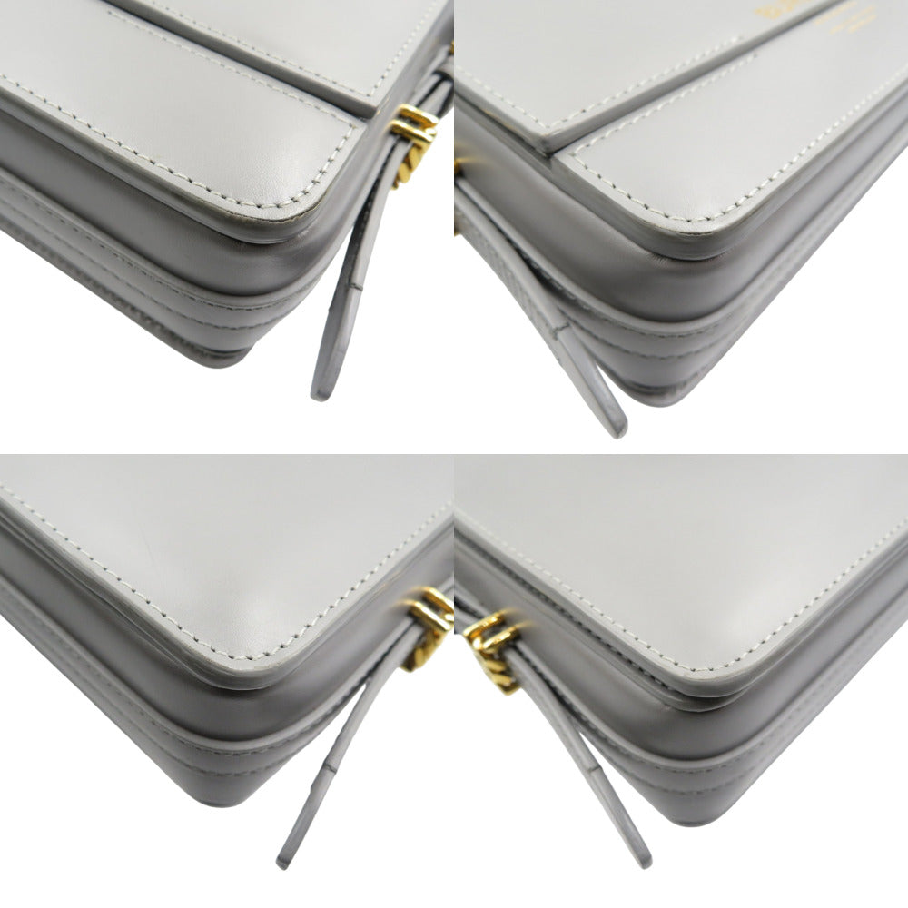 BURBERRY Shoulder Bag leather gray Women Used Authentic