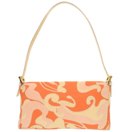 FENDI Shoulder Bag canvas Orange FFMetal