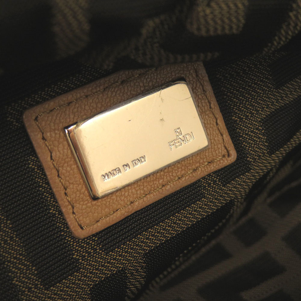 FENDI Handbag leather beige Spy Bag Zucca Pattern