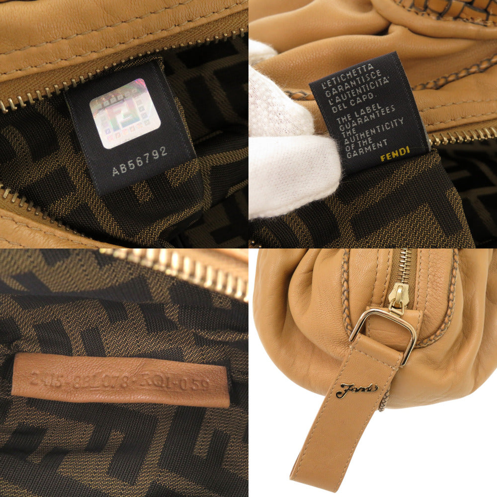FENDI Handbag leather beige Spy Bag Zucca Pattern