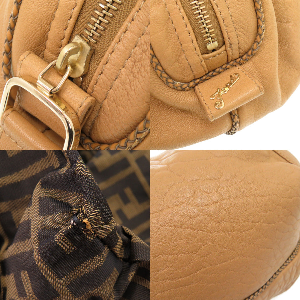 FENDI Handbag leather beige Spy Bag Zucca Pattern