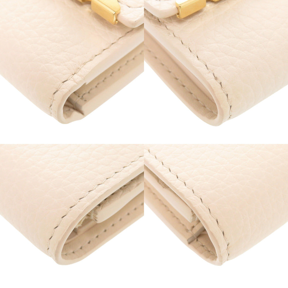 LOUIS VUITTON Tri-fold wallet M11363 Taurillon Clemence Leather Beige pink Portefeuille Capcine Compact Women Used Authentic