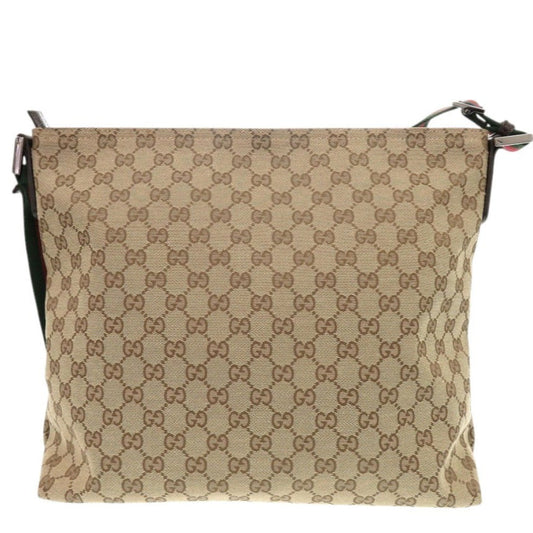GUCCI Shoulder Bag 189751 GG canvas beige Sherry line Women Used Authentic