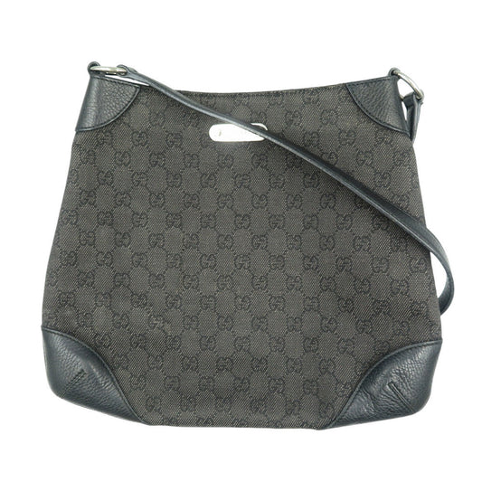 GUCCI Shoulder Bag 196140 GG canvas, leather black