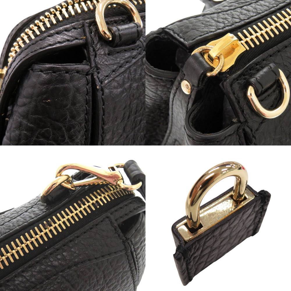 BURBERRY Handbag leather black 2WAY Women Used Authentic