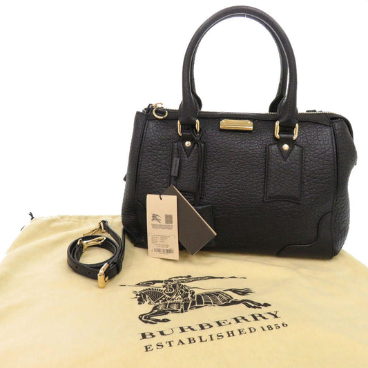 BURBERRY Handbag leather black 2WAY Women Used Authentic