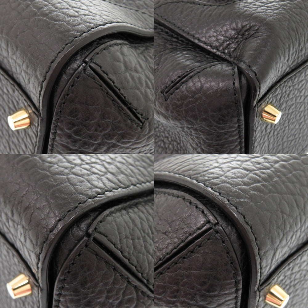BURBERRY Handbag leather black 2WAY Women Used Authentic
