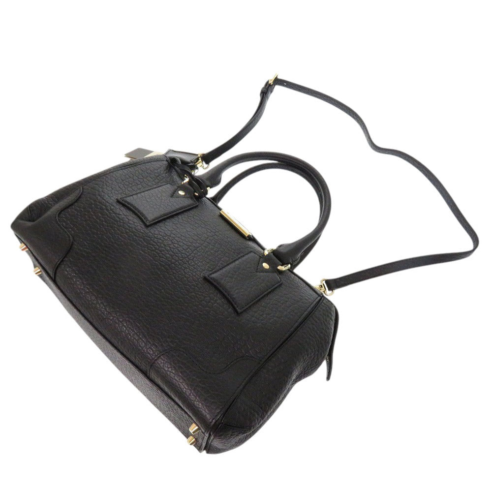 BURBERRY Handbag leather black 2WAY Women Used Authentic