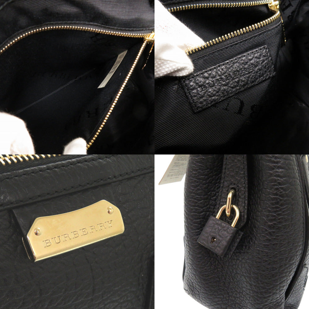 BURBERRY Handbag leather black 2WAY Women Used Authentic
