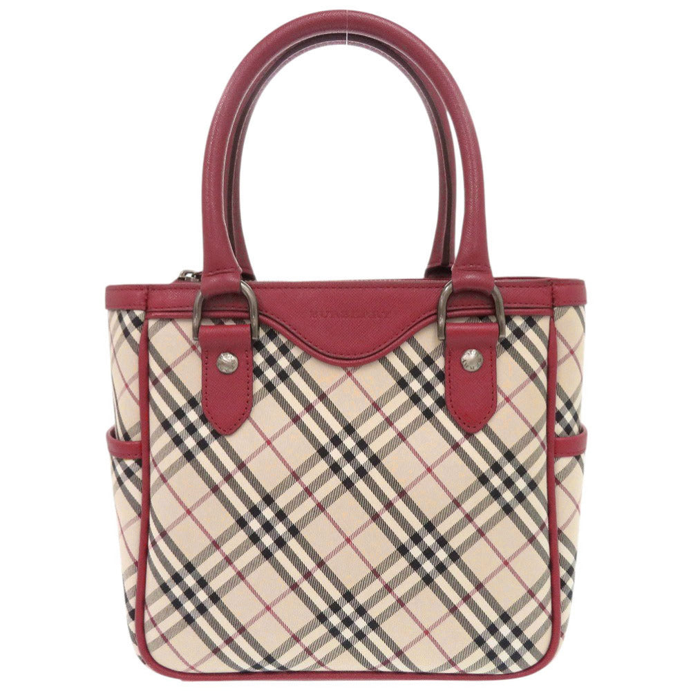 BURBERRY Handbag Leather, Canvas Red Nova Check Women Used Authentic