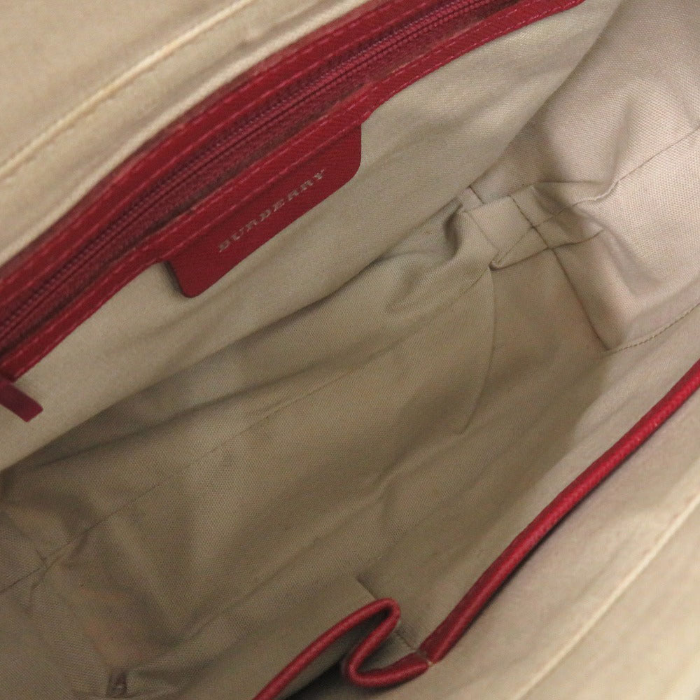 BURBERRY Handbag Leather, Canvas Red Nova Check Women Used Authentic