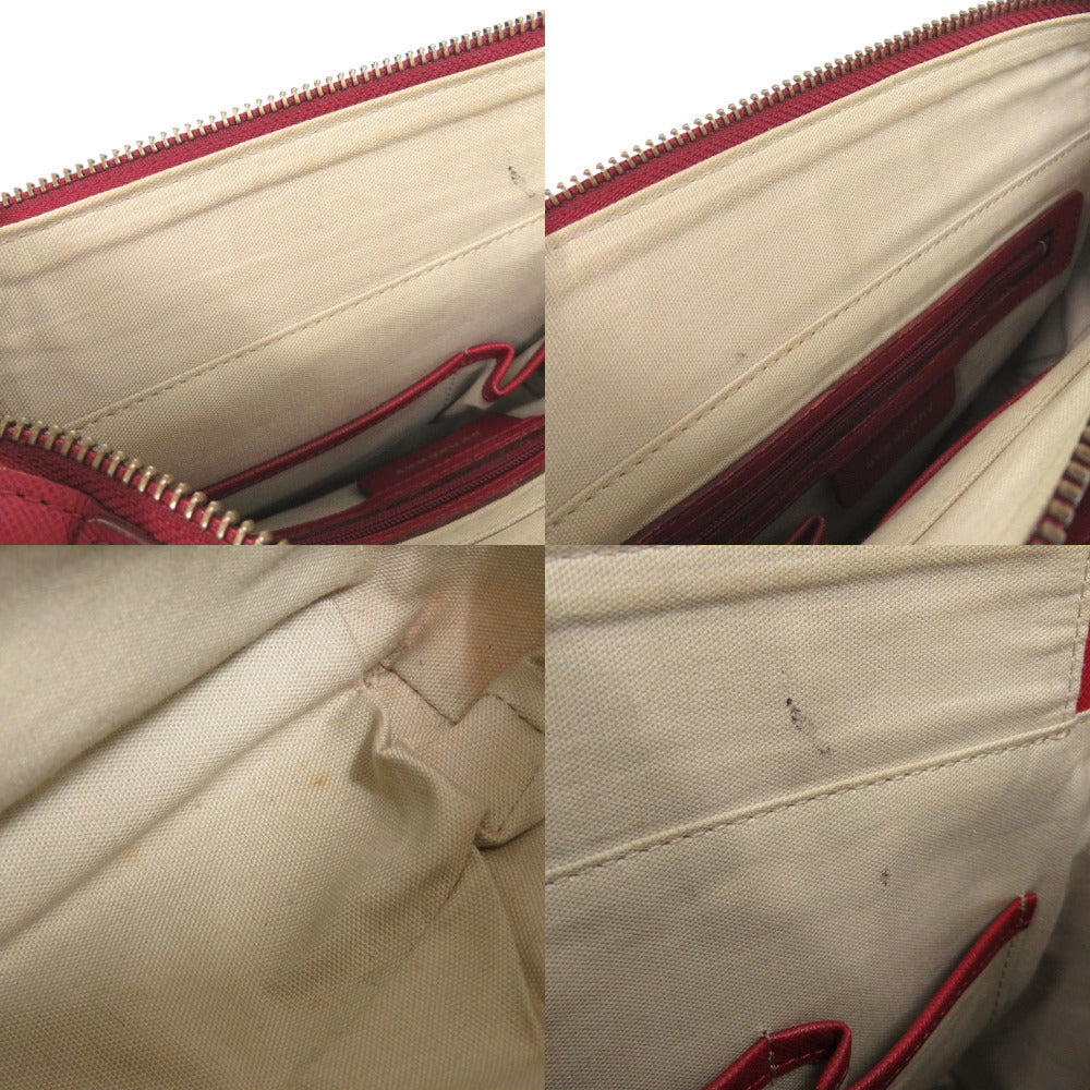 BURBERRY Handbag Leather, Canvas Red Nova Check Women Used Authentic