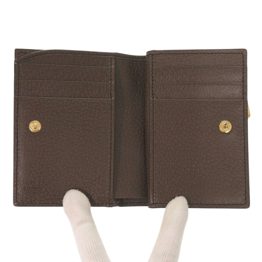 GUCCI Bifold Wallet 813296 PVC coated canvas, leather Brown GG Supreme Ophidia medium Women Used Authentic