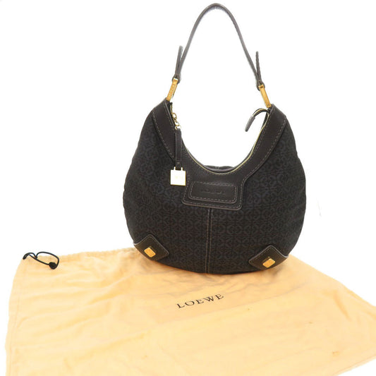 LOEWE Shoulder Bag Canvas, Leather Navy One Shoulder Bag Women Used Authentic