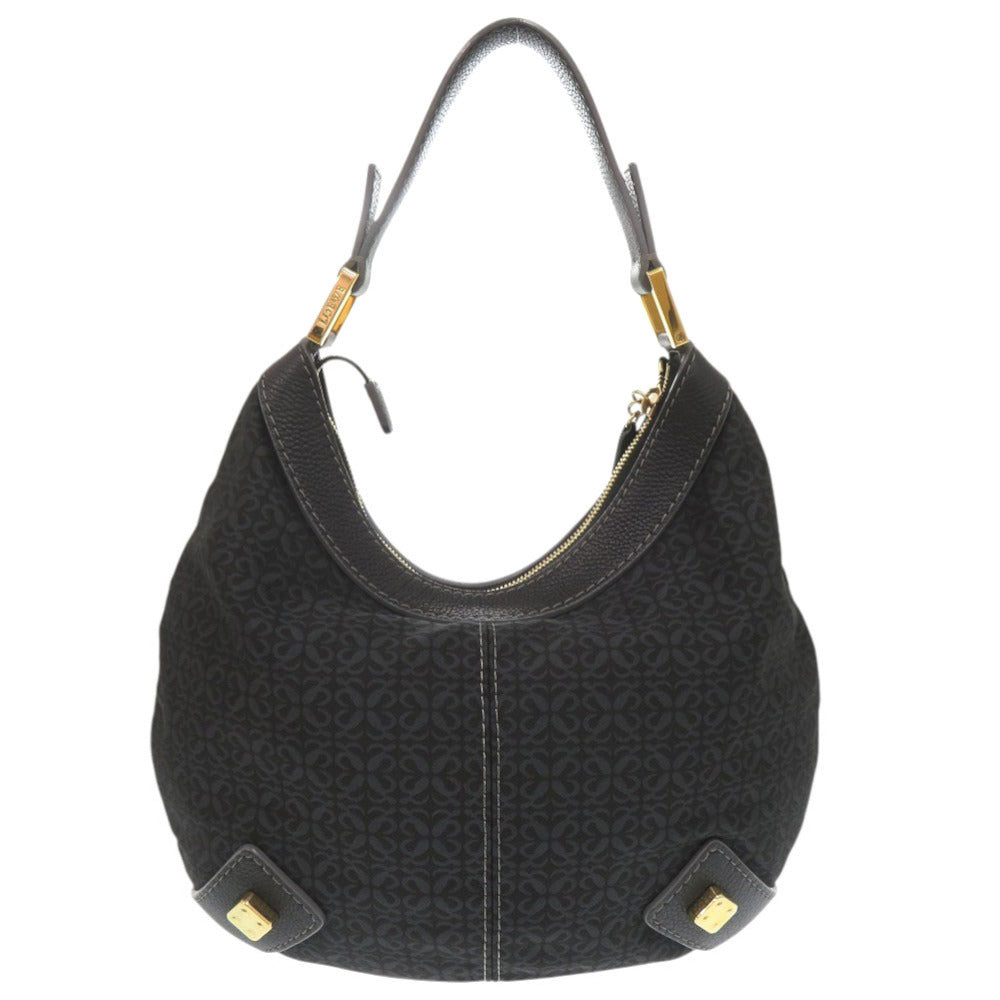 LOEWE Shoulder Bag Canvas, Leather Navy One Shoulder Bag Women Used Authentic