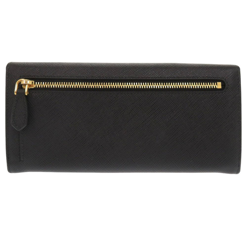 PRADA Long Wallet Purse leather black Women Used Authentic