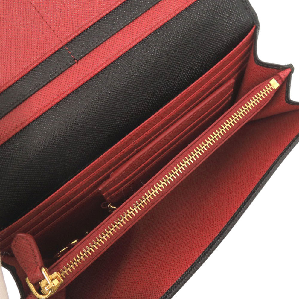 PRADA Long Wallet Purse leather black Women Used Authentic