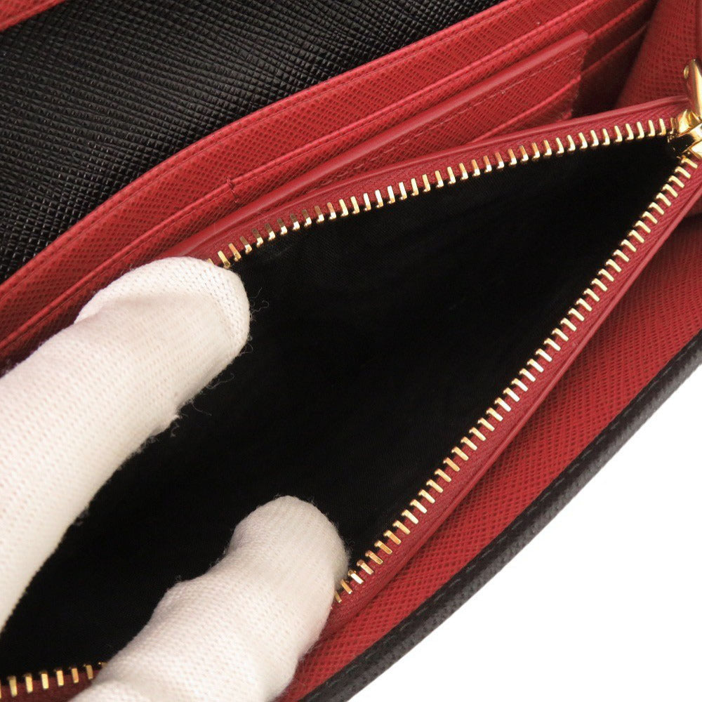 PRADA Long Wallet Purse leather black Women Used Authentic