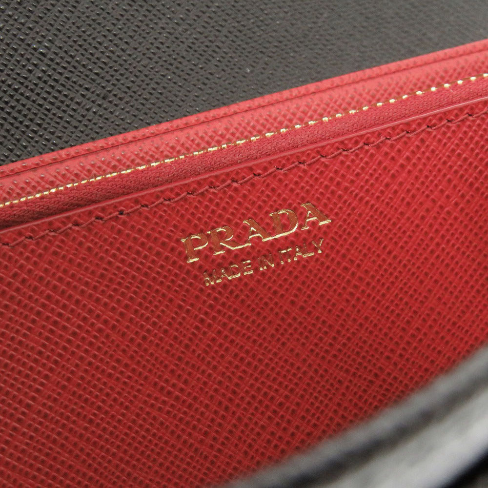 PRADA Long Wallet Purse leather black Women Used Authentic