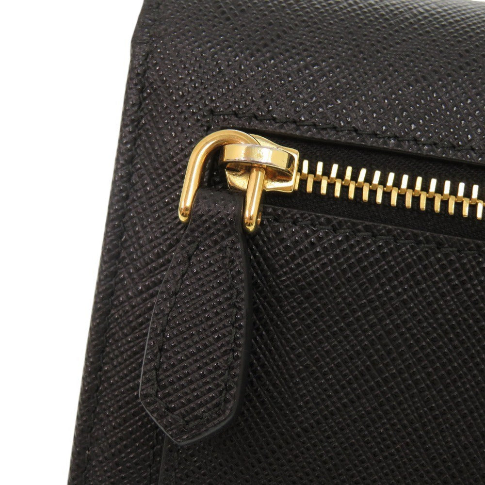 PRADA Long Wallet Purse leather black Women Used Authentic