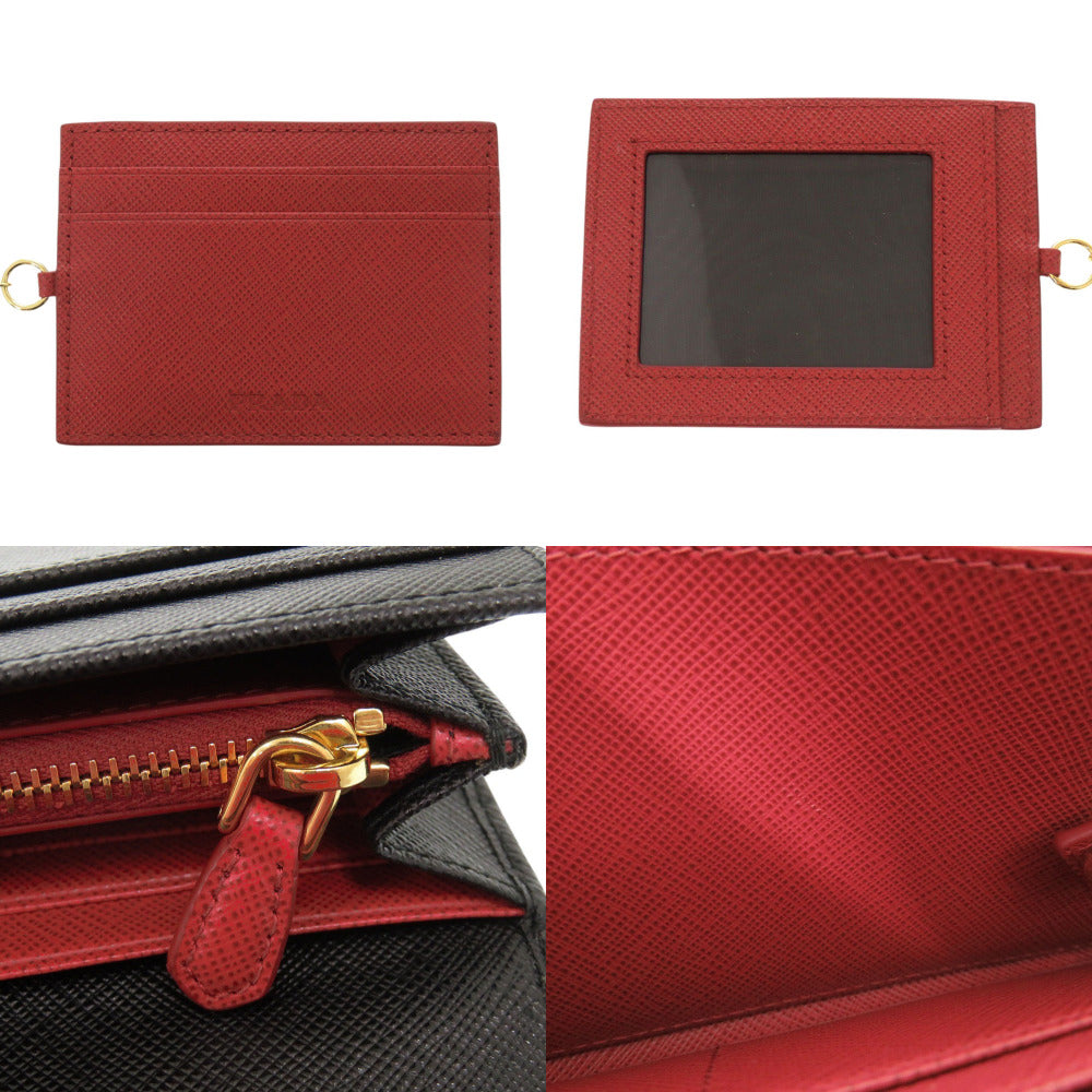 PRADA Long Wallet Purse leather black Women Used Authentic