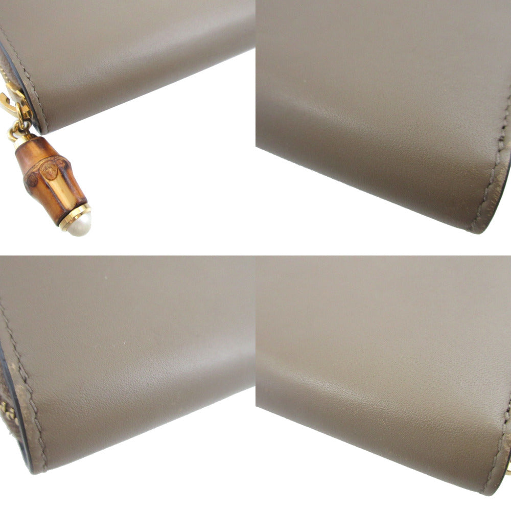 GUCCI Long Wallet Purse 453158 leather beige