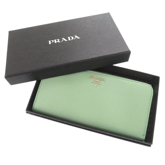 PRADA Long Wallet Purse leather green