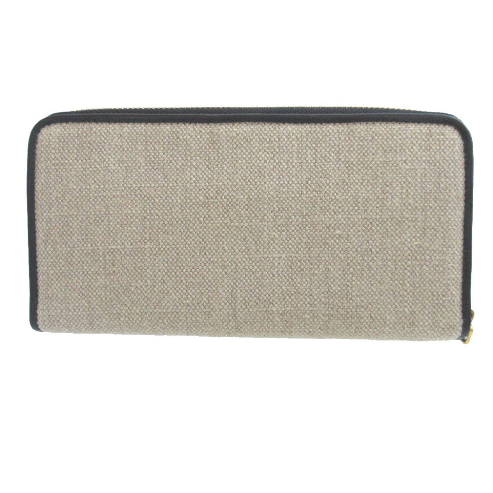LOEWE Long Wallet Purse Canvas, Leather beige Amazonas