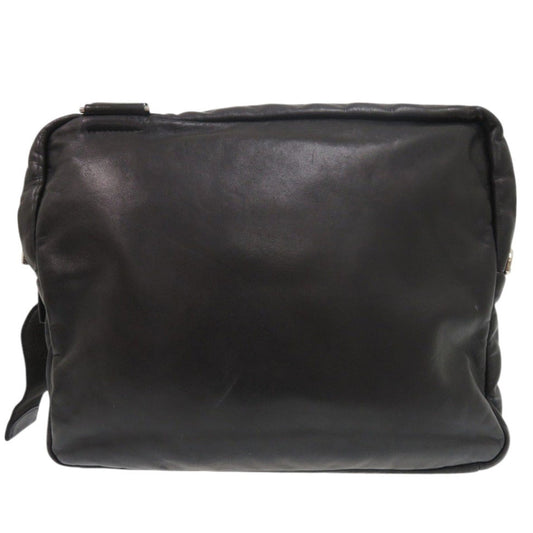 PRADA Shoulder Bag leather black Triangle logo mens Used Authentic