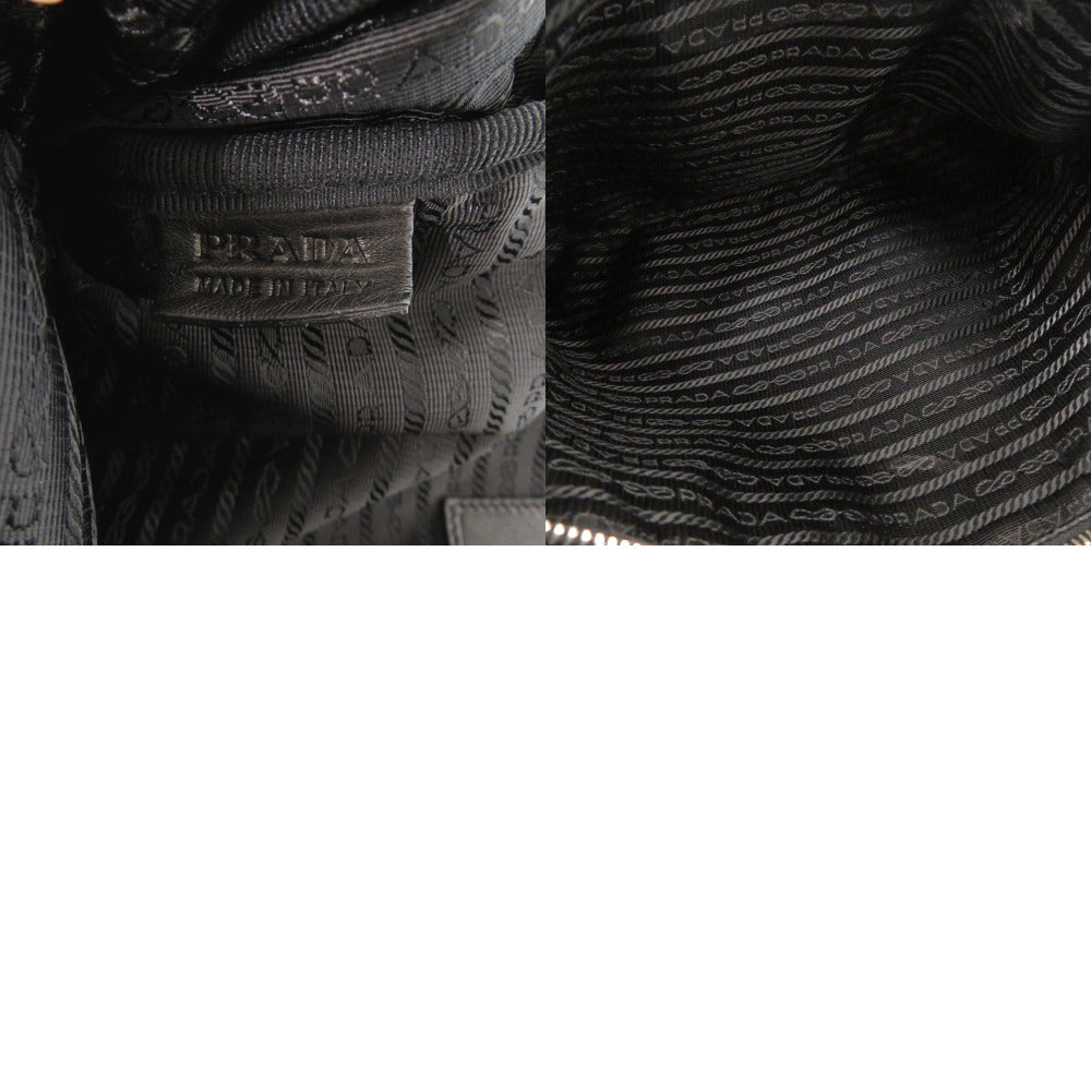 PRADA Shoulder Bag leather black Triangle logo mens Used Authentic