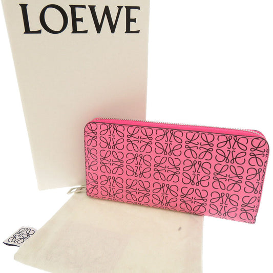 LOEWE Long Wallet Purse 261850 leather pink anagram