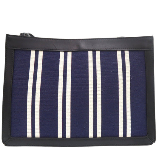 BALENCIAGA Shoulder Bag 339937 canvas Navy Pochette Stripe Women Used Authentic
