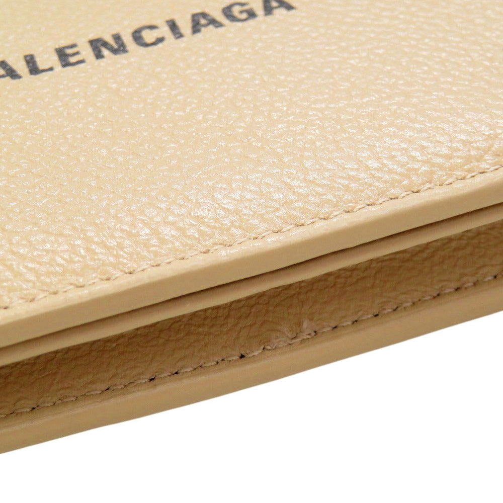 BALENCIAGA Bifold Wallet leather beige Women Used Authentic