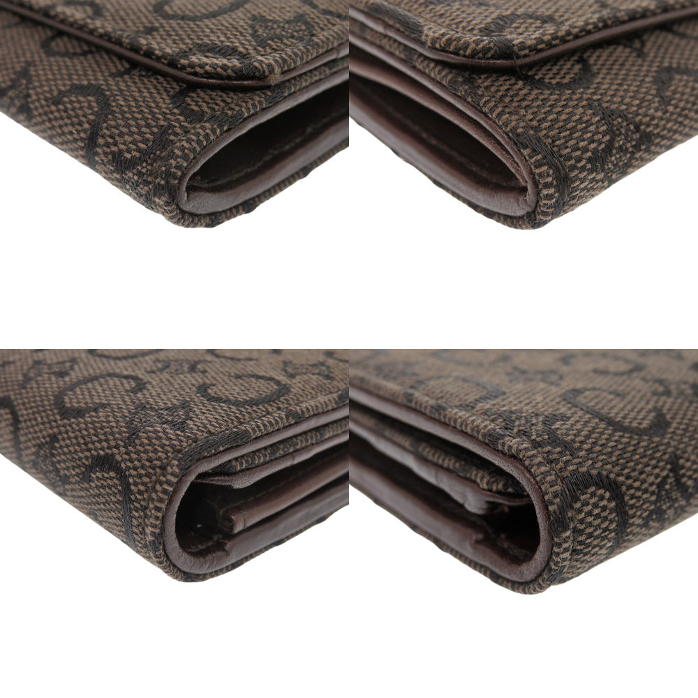 CELINE Long Wallet Purse Canvas, Leather Brown