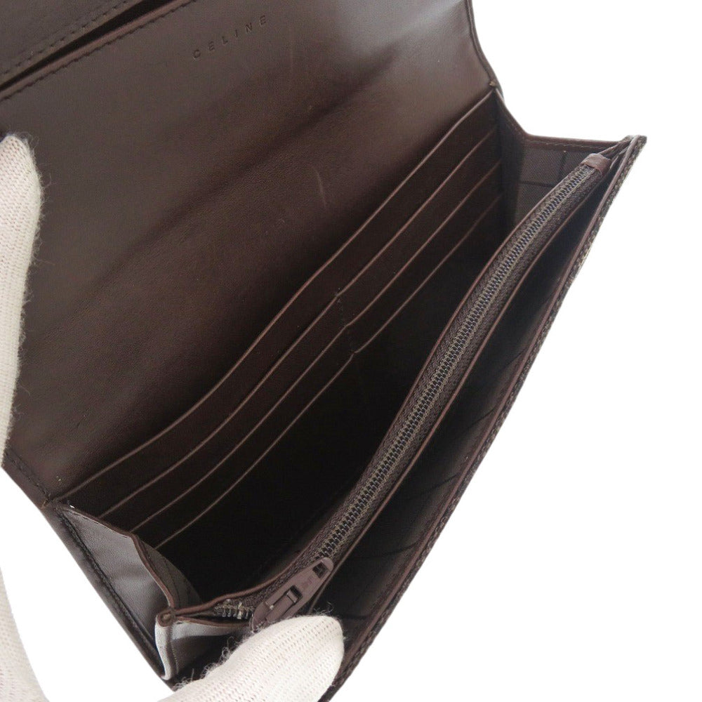 CELINE Long Wallet Purse Canvas, Leather Brown
