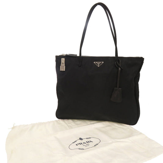 PRADA Tote Bag Nylon black Triangle logo Women Used Authentic