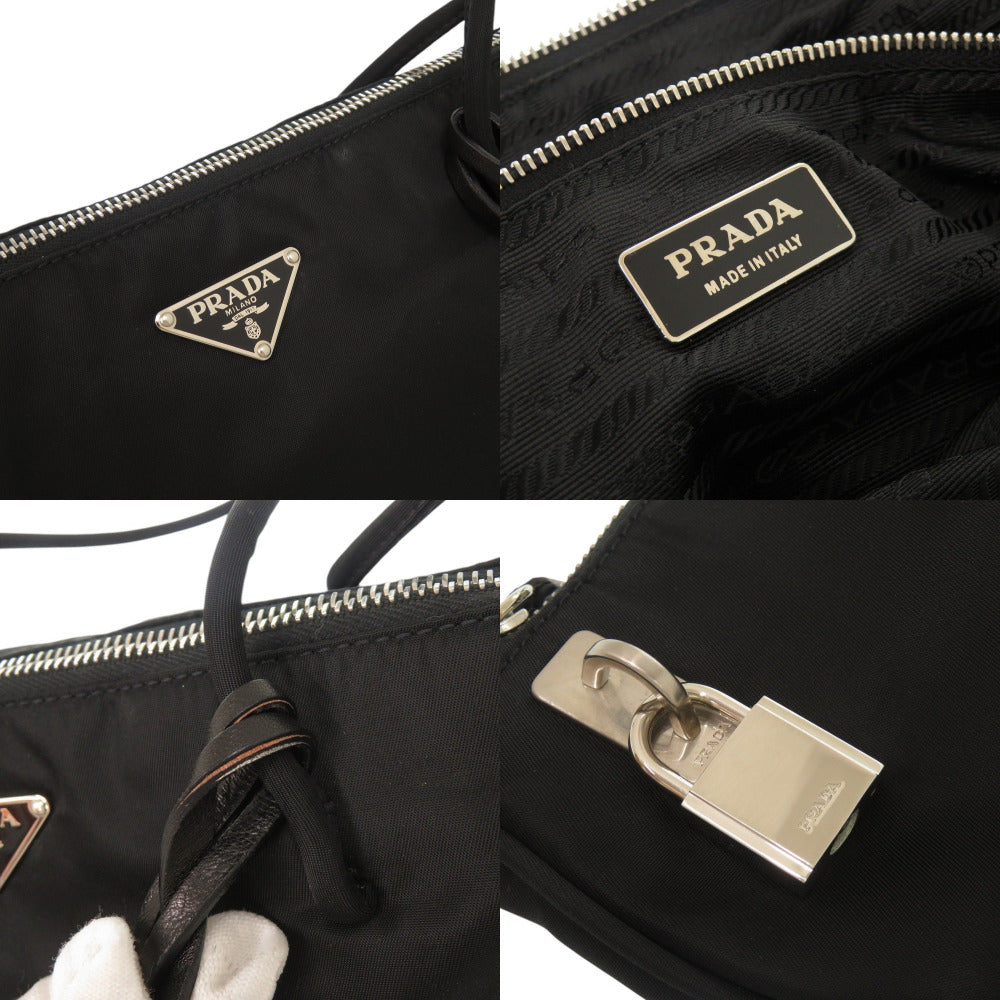PRADA Tote Bag Nylon black Triangle logo Women Used Authentic