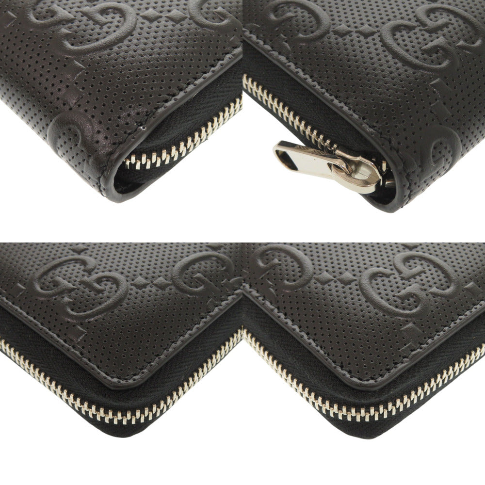 GUCCI Long Wallet Purse 625558 leather black Zip Around Women Used Authentic