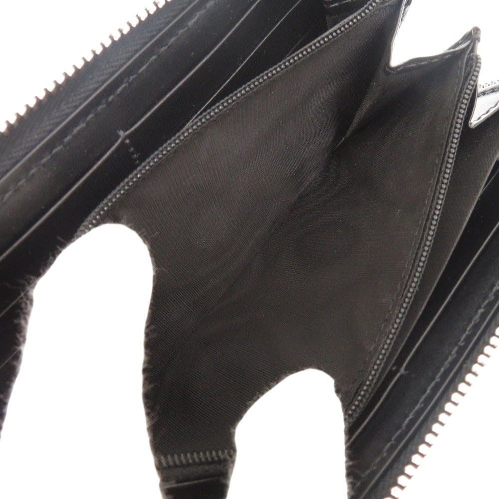 GUCCI Long Wallet Purse 625558 leather black Zip Around Women Used Authentic