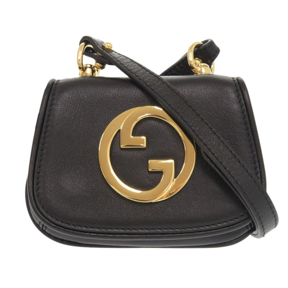 GUCCI Shoulder Bag 698635 leather black Shoulder pouch Blondy Women Used Authentic