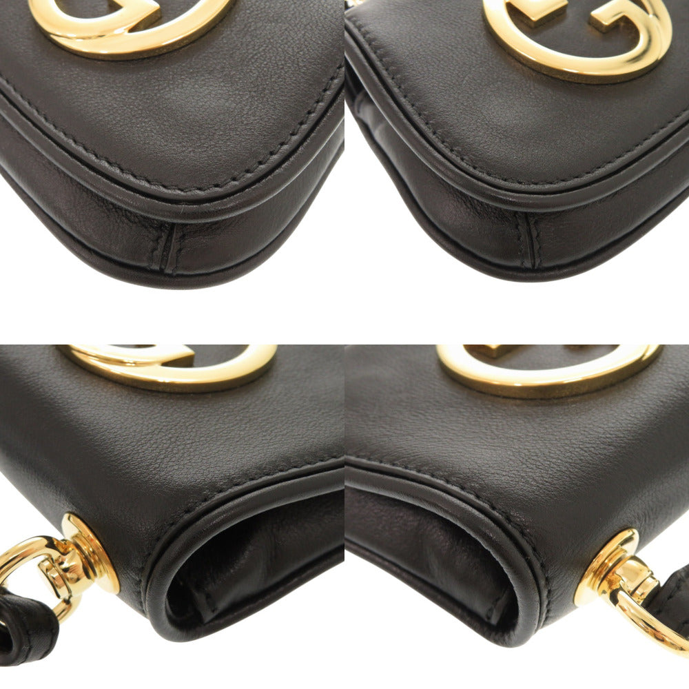 GUCCI Shoulder Bag 698635 leather black Shoulder pouch Blondy Women Used Authentic